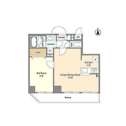 アルファコート下赤塚 5階1LDKの間取り