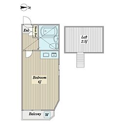 パレドール学園 1階ワンルームの間取り