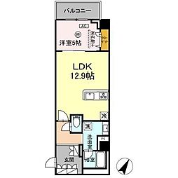 Kyokuyouモダンベース天神 1LDKの間取図画像