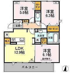 D-room長尾弐番館 3LDKの間取図画像