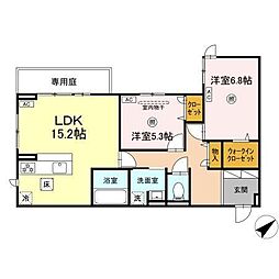 プラーナ 2LDKの間取図画像