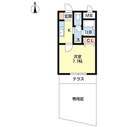 クレール 1Kの間取図画像