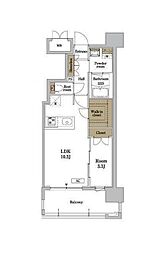 RJRプレシア博多パークレジデンス 1LDKの間取図画像