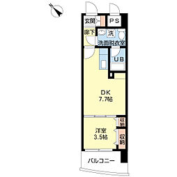 ダイアリー二日市駅前 1DKの間取図画像