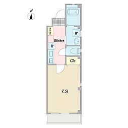 レカン深川 1Kの間取図画像