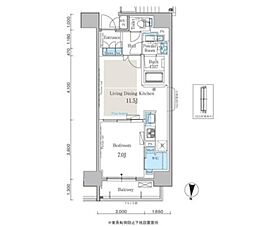 パークアクシス日本橋本町 1LDKの間取図画像