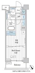 パークアクシス門前仲町テラス 1DKの間取図画像