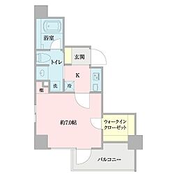 ベルソレイユ菊川 1Kの間取図画像
