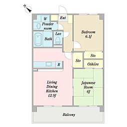 千里セリエテラス 2階2LDKの間取り