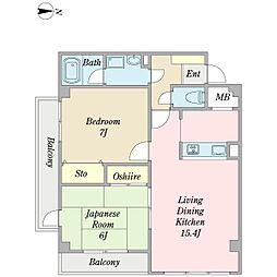 シュテルンドルフ 2LDKの間取図画像