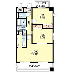 グラン・リーオ 2LDKの間取図画像