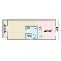 玉川台のアパートメント 3階ワンルームの間取り