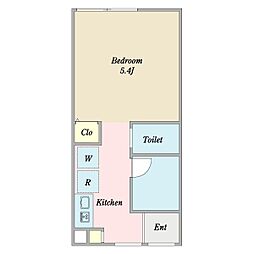 第二寿荘 2階1Kの間取り