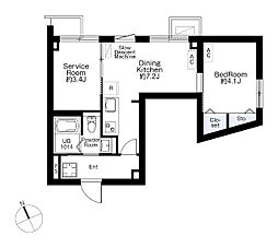 SPHERE MOTOYOYOGI HILL TERRACE 1DKの間取図画像