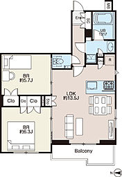 AIFLAT柿の木坂 2LDKの間取図画像