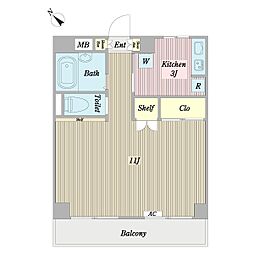 目黒ハイツ 1Kの間取図画像