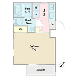 Ａｊｉｔｅｓａｎｏ 0201 2階1Kの間取り