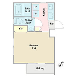 Ａｊｉｔｅｓａｎｏ 0401 4階1Kの間取り