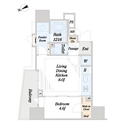 インプレストコア四谷坂町 1LDKの間取図画像