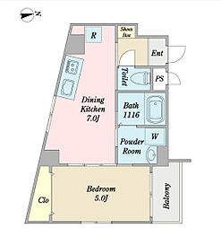 ロータス文京千駄木 1DKの間取図画像
