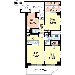 エクセレントスクエア新丸子 2SLDKの間取図画像