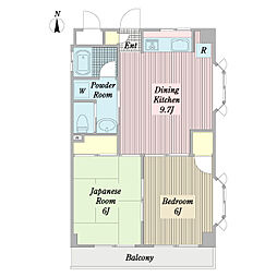 グローリアス 2DKの間取図画像