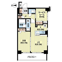 日神デュオステージ三ツ沢公園 1SLDKの間取図画像