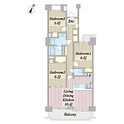 ダイアパレスグランデージ大倉山 3LDKの間取図画像