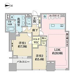 シティタワーズ豊洲ザ・ツインS棟 2LDKの間取図画像