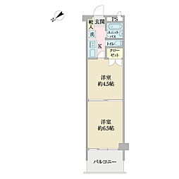 カーサ第2宇喜田3号棟 2Kの間取図画像