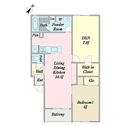 コンフォール横山 1階2LDKの間取り