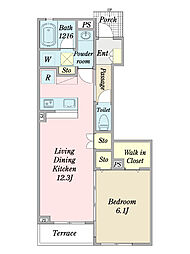 ウィンフォスタIII 1階1LDKの間取り