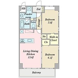 フォーレA 2LDKの間取図画像