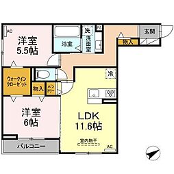 ラフェリーチェ 2LDKの間取図画像