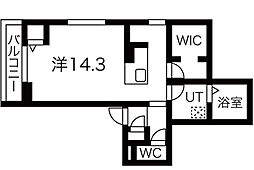 カナールW ワンルームの間取図画像