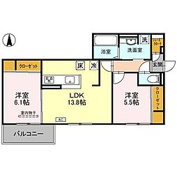 （仮称）D-room京都市下京区東魚屋町 101 1階2LDKの間取り