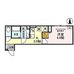 （仮称）D-room京都市下京区東魚屋町 103 1階1Kの間取り