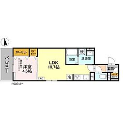 D-ROOM丹波橋 2階1LDKの間取り