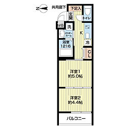 MJC京都梅小路 2Kの間取図画像