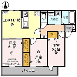 D-ROOM京都壬生 3階3LDKの間取り