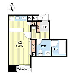 URBAN FLATS SHIJO NISHINOTOIN 607 6階1Kの間取り