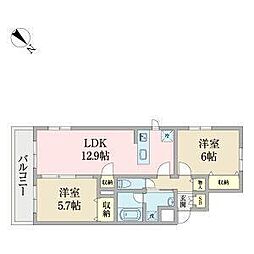 トサキパークコート西京極 2LDKの間取図画像