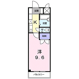 タウンルームキシ 1Kの間取図画像