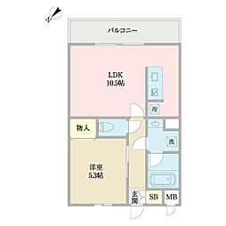 トサキパークコート西京極 1LDKの間取図画像