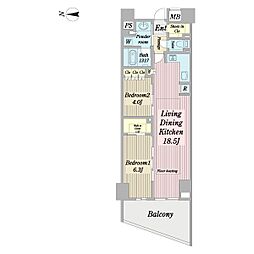 ザ・パークハウス京都河原町 2LDKの間取図画像
