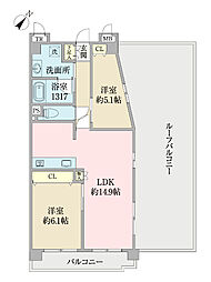 アルファグランデ行徳弐番街 2LDKの間取図画像