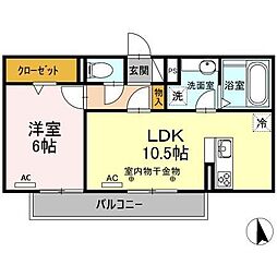Ott’s Gejo 1階1LDKの間取り