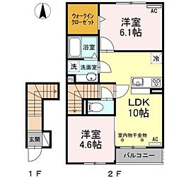Strahl　Ｂ 2階2LDKの間取り