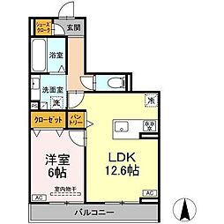 アーブル　西岩田 3階1LDKの間取り