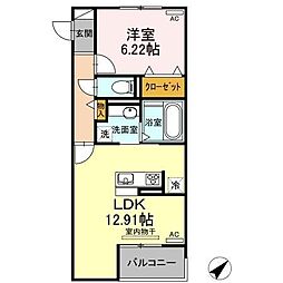 ル　ブレ 2階1LDKの間取り